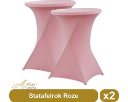 Statafelrok roze 80 cm per 2 - partytafel - Alora tafelrok voor statafel - Statafelhoes - Bruiloft - Cocktailparty - Stretch Rok - Set van 2