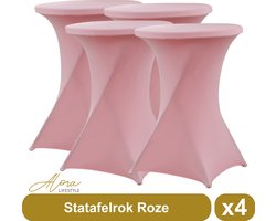 Statafelrok roze 80 cm per 4 - partytafel - tafelrok voor statafel - Statafelhoes - Bruiloft - Cocktailparty - Stretch Rok - Set van 4