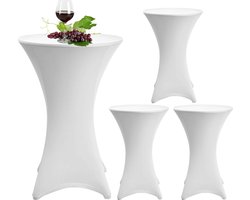 Statafelrok set - 4 stuks - ∅80-85 x 110cm - Statafelhoes - Wasbaar en Elastisch - Wit