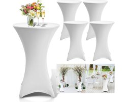 Statafelrok set - 5 stuks - ∅80-85 x 110cm - Statafelhoes - Wasbaar en Elastisch - Wit