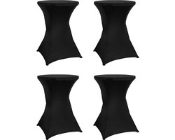 Statafelrok - Set van 4 stuks - Statafelhoes - ∅ 80-85 x 110cm - Wasbare en Elastische stof - Statafelrok Zwart - Stretch Rok - Zwart - van Saaf