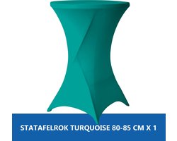 Statafelrok Turquoise – 2 jaar garantie met Opbergtas - ∅ 80-85 x 110 cm - Statafelhoes - Luxe Extra Dikke Stretch Sta Tafelrok voor Statafel – Kras- en Kreukvrije Hoes