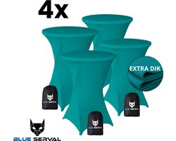 Statafelrok Turquoise 4x – Extra Dik & Sterk – ∅80-85 x 110 cm – Tafelhoezen voor Statafel – Met Opbergtas – Partytafel Tafelrok – Luxe Stretch Stof - 4 stuks Statafelhoes - Sta Tafel Hoes - Staantafelhoes – Bruiloft - Feest & Decoratie - Blue Serval