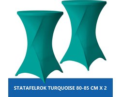 Statafelrok Turquoise x 2 – 2 jaar garantie met Opbergtas - ∅ 80-85 x 110 cm - Statafelhoes - Luxe Extra Dikke Stretch Sta Tafelrok voor Statafel – Kras- en Kreukvrije Hoes