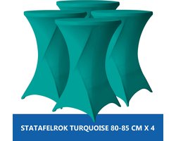 Statafelrok Turquoise x 4 – 2 jaar garantie met Opbergtas - ∅ 80-85 x 110 cm - Statafelhoes - Luxe Extra Dikke Stretch Sta Tafelrok voor Statafel – Kras- en Kreukvrije Hoes