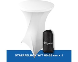 Statafelrok Wit – 2 jaar garantie met Opbergtas - ∅ 80-85 x 110 cm - Statafelhoes - Luxe Extra Dikke Stretch Sta Tafelrok voor Statafel – Kras- en Kreukvrije Hoes - Kylians