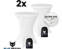 Statafelrok Wit 2x – Extra Dik & Sterk – ∅80-85 x 110 cm – Tafelhoezen voor Statafel – Met Opbergtas – Partytafel Tafelrok – Luxe Stretch Stof - 2 stuks Statafelhoes - Sta Tafel Hoes - Staantafelhoes – Bruiloft - Feest & Decoratie - Blue Serval