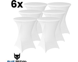 Statafelrok Wit 6x – Extra Dik & Sterk – ∅80-85 x 110 cm – Tafelhoezen voor Statafel – Partytafel Tafelrok – Luxe Stretch Stof - 6 stuks Statafelhoes - Sta Tafel Hoes - Staantafelhoes – Bruiloft - Feest & Decoratie - Blue Serval