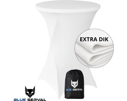 Statafelrok Wit – Extra Dik & Sterk – ∅80-85 x 110 cm – Tafelhoezen voor Statafel – Met Opbergtas – Partytafel Tafelrok – Luxe Stretch Stof - 1 stuks Statafelhoes - Sta Tafel Hoes - Staantafelhoes – Bruiloft - Feest & Decoratie - Blue Serval