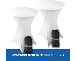 Statafelrok Wit x 2 – 2 jaar garantie met Opbergtas - ∅ 80-85 x 110 cm - Statafelhoes - Luxe Extra Dikke Stretch Sta Tafelrok voor Statafel – Kras- en Kreukvrije Hoes