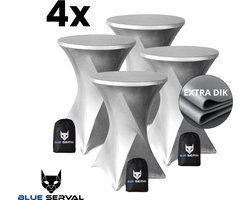 Statafelrok Zilver 4x – Extra Dik & Sterk – ∅80-85 x 110 cm – Tafelhoezen voor Statafel – Met Opbergtas – Partytafel Tafelrok – Luxe Stretch Stof - 4 stuks Statafelhoes - Sta Tafel Hoes - Staantafelhoes – Bruiloft - Feest & Decoratie - Blue Serval