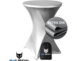Statafelrok Zilver – Extra dik & Sterk – ∅80-85 x 110 cm – Tafelhoezen voor Statafel – Met Opbergtas – Partytafel Tafelrok – Luxe Stretch Stof - 1 stuks Statafelhoes - Sta Tafel Hoes - Staantafelhoes – Bruiloft - Feest & Decoratie - Blue Serval