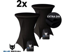 Statafelrok Zwart 2x – Extra Dik & Sterk – ∅80-85 x 110 cm – Tafelhoezen voor Statafel – Met Opbergtas – Partytafel Tafelrok – Luxe Stretch Stof - 2 stuks Statafelhoes - Sta Tafel Hoes - Staantafelhoes – Bruiloft - Feest & Decoratie - Blue Serval