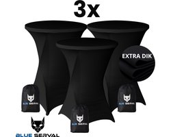 Statafelrok Zwart 3x – Extra Dik & Sterk – ∅80-85 x 110 cm – Tafelhoezen voor Statafel – Met Opbergtas – Partytafel Tafelrok – Luxe Stretch Stof - 3 stuks Statafelhoes - Sta Tafel Hoes - Staantafelhoes – Bruiloft - Feest & Decoratie - Blue Serval