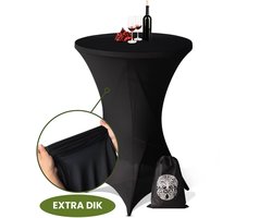 Statafelrok Zwart x 1 – ∅80-85 x 110 cm – 2 Jaar Garantie - Luxe Extra Dikke Stretch Stof – Inclusief Opbergtas – Kras- en Kreukvrije Statafelhoes – Perfect voor Horeca, Bruiloften en Feesten