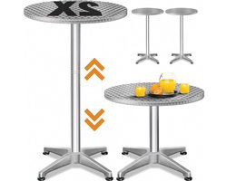 Statafels Set - Bistro Bartafels - Feestjes Tuin - In Hoogte Verstelbaar - Ø 60 cm - Zilverkleurig