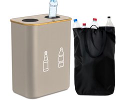 Statiegeld prullenbak - 160 l - met 2 tassen - beige