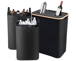 Statiegeldflessen Verzamelcontainer 160 Liter - 2 Vakken - Houder met Deksel - Zwarte Glas Recyclebox