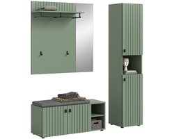 Station garderobe opstelling incl. kussen stoffig groen.