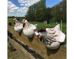 Statue de jardin-Haan tuindecoratie ornamenten- Hars-Haute qualité -Décoration pour le jardin / la maison-13*14*12.5cm-3stuks-Decoratief