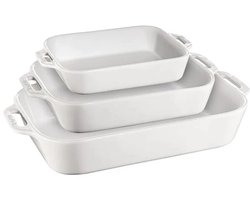 Staub Ceramic ovenschaal set van 3: 20x16cm + 27x20cm + 34x24cm wit **