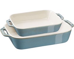 Staub - Ceramic - set/2 gratineerschaal - ovenschalen - 20x27 / 20x16 - turquoise