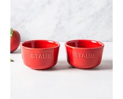 Staub Desert Schaaltjes - Ramekin Set Van 2 - Rood - Keramisch - Tapas Schalen - Toetje - Geschikt Voor Magnetron Oven Vaatwasser