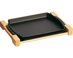 Staub Gietijzeren Ovenschaal - In houten houder - 33 x 23 cm - Zwart