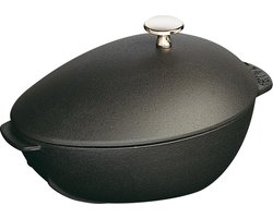 Staub Mosselpan - Vernikkelde knop - Zwart
