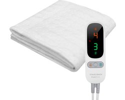 STAUS&BACH Elektrische onderdeken met voetwarmte 190x90 cm - Eenpersoons - 6 warmtestanden - Aparte voetzone - Anti allergie - Antibacterieel - Warmtedeken - Extra snel warm - Uitwasbaar - Fleece - Wit