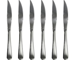Steakmessen - 6 Stuks - RVS - Vaatwasserbestendig - Steak bestek - Messenset - Vleesmessen - 23 cm - RVS