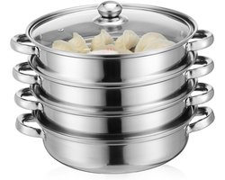 Steamer Four Layers Steam Pot Large Metal Steamer Food Steam Cooker Stainless Steel Thick Bottom Cooking Vegetable Seafood Soups Stews And Gezonde Maaltijden