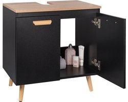 SteeFly® Badkamermeubel Op Voeten - Praktische Opslag - Undersink - 60X40X60,5Cm - Vanity Unit - Voor onder wasbak - Zwart