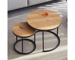 SteeFly® Luxe bijzettafels - Set in licht eiken - Stijlvol & praktisch - Tijdloos modern design - Hoogte: 44,5 & 34,5 cm