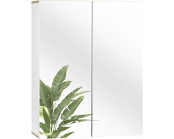 SteeFly® Moderne Badkamer Kast Met Spiegel - 60X75X21Cm - Wc Kast Opslag Unit - Met Verstelbare Planken - Home essentials