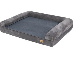 SteeFly® Orthopedisch hondenbed XL - Waterdicht oxford doek - Afneembare hoes - Anti-slip bodem - Comfortabel grijs beddengoed