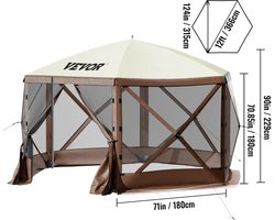 SteeFly® Pop-up camping tuinhuisje - 6-zijdige luifel - Ruim & waterbestendig - Voor tuin & camping - Tegen zon & regen