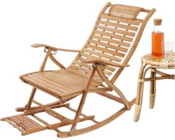 SteeFly® Schommelstoel - Stoel met voetmassage - Schommelbank - Ligbed - Bamboe bruin - In meerdere standen verstelbaar