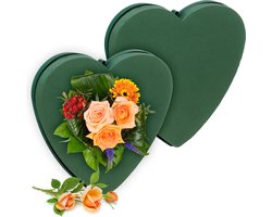 steekschuim echte bloemen - set van 2 - 26,5 x 26,5 x 4 cm - hartvormig - oase - schuimstof
