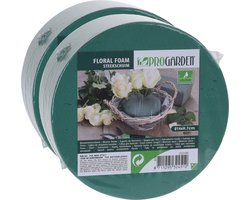 Steekschuim/oase nat - rond - D14 x H7 cm - groen - 2x stuks