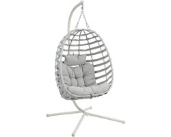 Steel hanging chair with polyester rope weaving