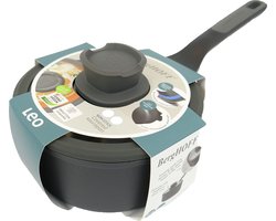 Steelpan antikleef met deksel Stone 18cm - Zwart - PFAS-vrij