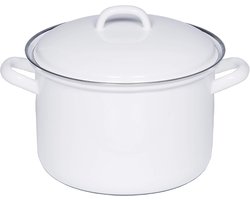 Steelpan met Deksel van Geëmailleerd Metaal | 16 cm | Ideaal voor Stoofschotels & Sauzen | Geschikt voor Inductie