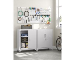 SteelPro Luxe Dossierkast 80x40x90 cm – Industriële Metalen Opbergkast met 2 Deuren, Verstelbare Legplanken en Slot – Multifunctionele Archiefkast voor Kantoor, Woonkamer of Garage – Mat Grijs – Medahomestore