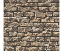 STEEN BEHANG | Industrieel - bruin beige zwart - A.S. Création Elements