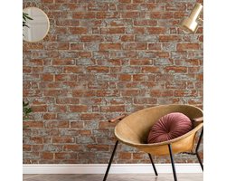 Steen behang rood, 3D behang voor de woonkamer, BRICOFLOR.nl