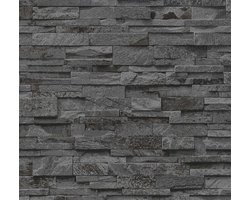 steen behang zwart grijs 02363-40