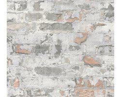 STEEN EN BETONLOOK BEHANG | industrieel - Grijs Wit Rood Zwart - A.S. Création Elements 2
