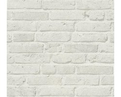 Steen tegel behang Profhome 355814-GU vliesbehang licht gestructureerd in steen look mat grijs 5,33 m2