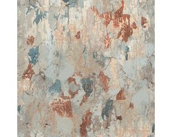 Steen tegel behang Profhome 379541-GU vliesbehang licht gestructureerd in steen look mat grijs rood blauw beige 5,33 m2